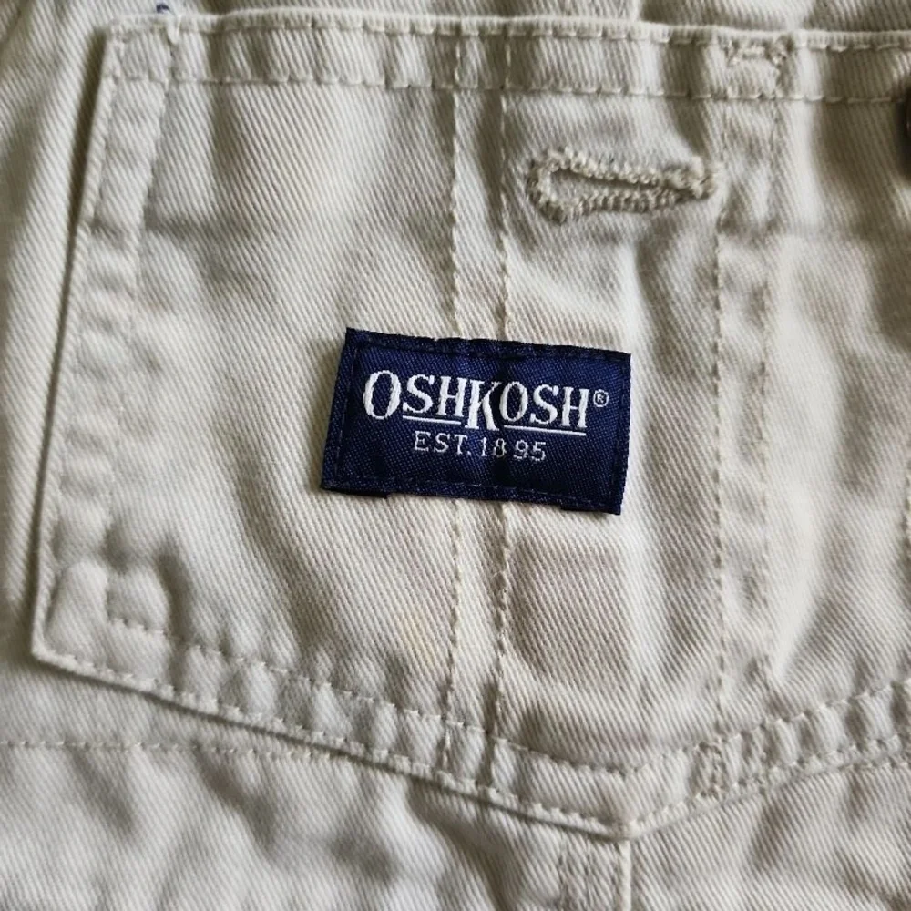 OshKosh‎ B'gosh Kids Shortalls Size 18 MOS Beige Adjustable Straps Playful